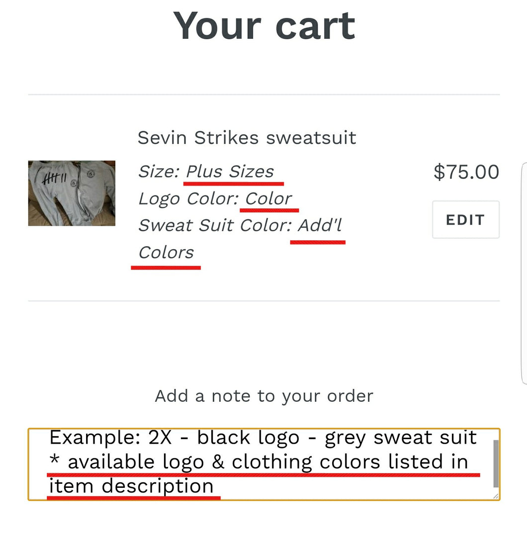 Plus Size Ordering Instructions